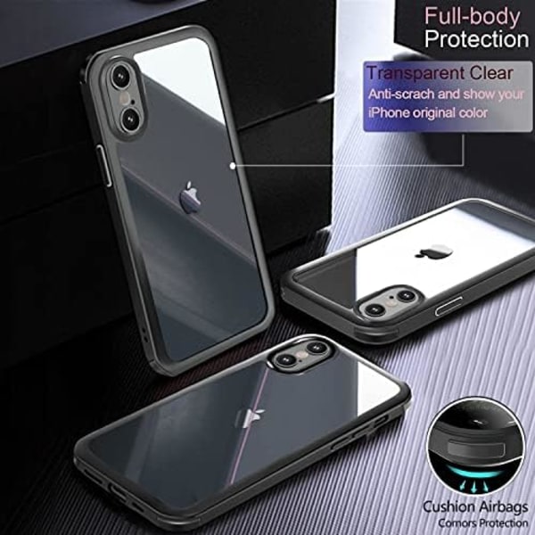 UBUNU iPhone Xs Max case , jossa on skärmskydd [Inbyggt 9H hårt härdat glas], Magsafe 360 ​​Helkroppsskydd, genomskinligt skyddande iPh Black