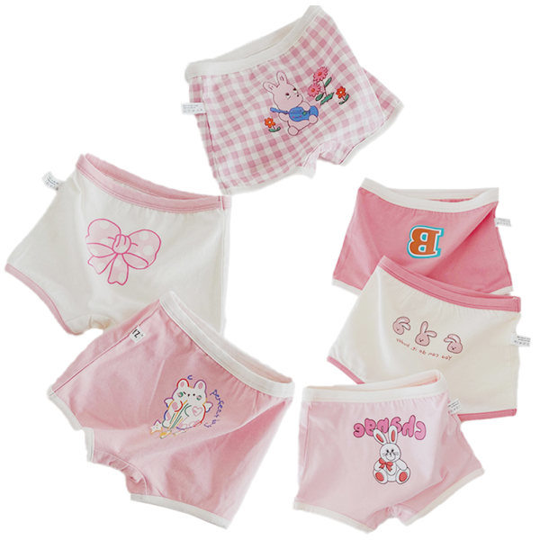6-pack Flickor Mjuka Bomullstrosor Cartoon Little Bunny