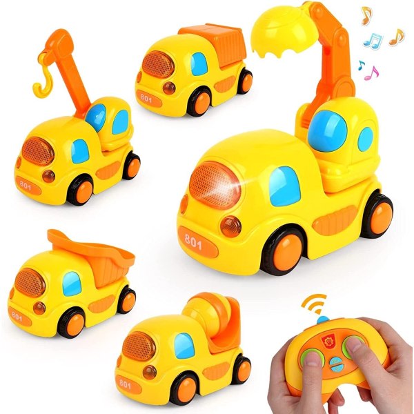 5 i 1 fjernkontrol tegnet bil for småbarn med musik og lys, 2,4 GHz radiokontrol RC racerbil, pædagogisk lærleksaker Presenter for 3 4 1 sæt