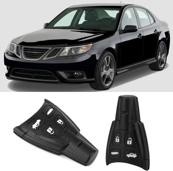 Car Key Case, Black 4 Buttons Remote Key Fob Protection Car Key Shell Replacement for Saab 93 95