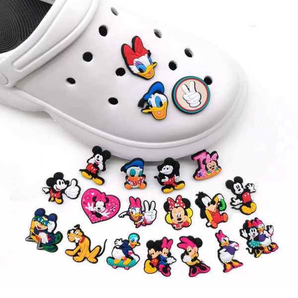 Söt tecknad Mickey Minnie hål sko blomdekor DIY, 20 pi