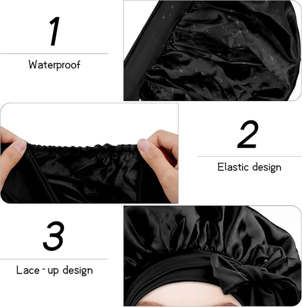 Satin Hårmos Night, Satin Sleep Cap, Justerbar Brusehætte_tfrf