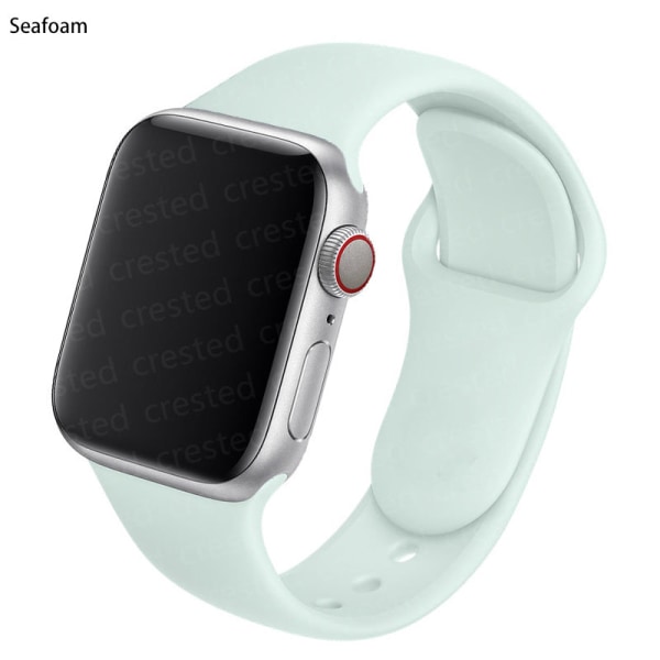 Silikonrem til Apple Watch Band 44mm 40mm 38mm 42Mm Correa Iwatch Serie Se 6 5 4 3 Armbånd Apple Watch Series 7 45mm 41mm Seafoa 38  40 41 mm M-L Seafoam