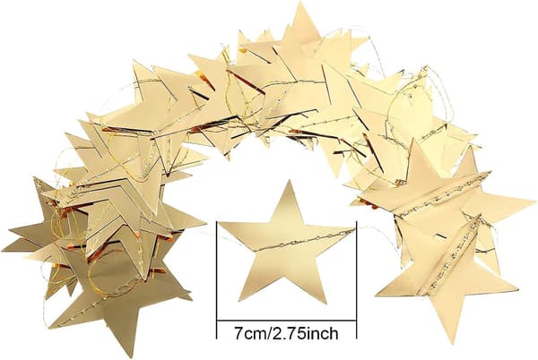 Glitterstjerneguirlande, 40 meter glitrende stjernehengende vimpler-tfrf