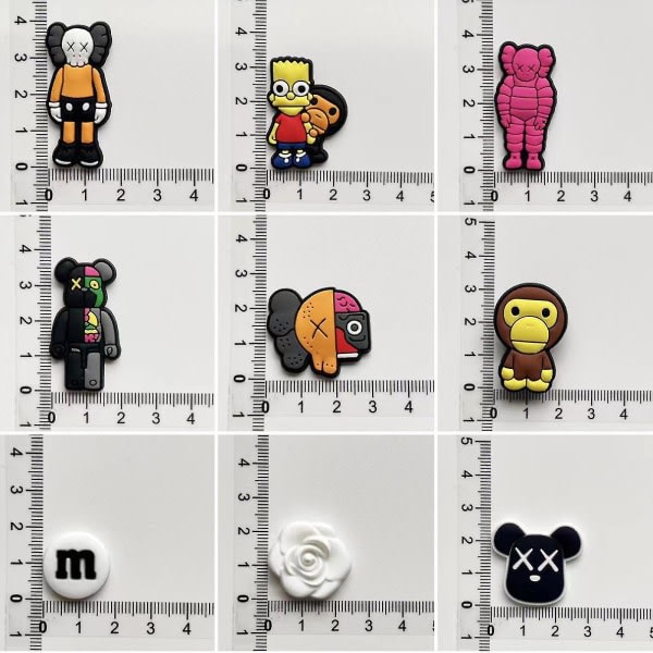 18 stk. Crock sko charms søde tegnefilm cool sko charms til børn, boble slide sko charms pins til armbånd armbånd, sandaler dekoration tilbehør