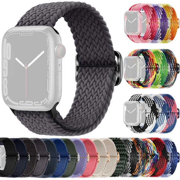 SKALO Flettet stoffarmbånd Apple Watch SE 40mm - Flere farger Dark grey Mörkgrå
