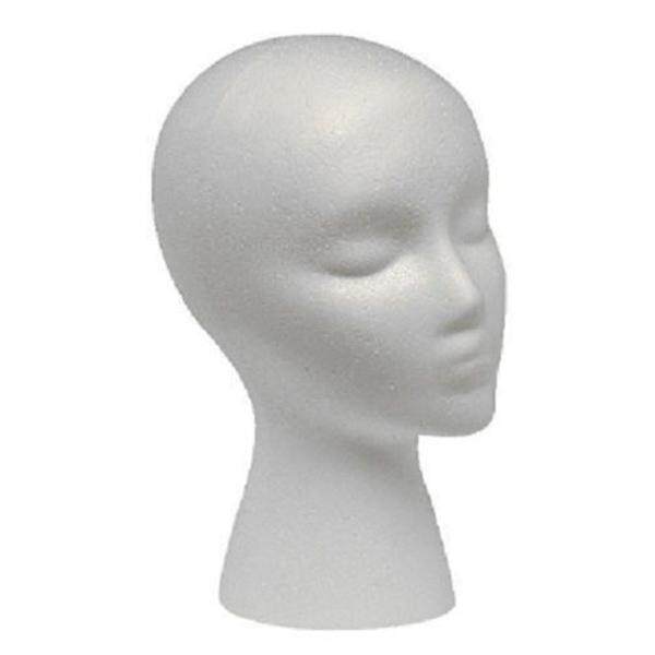 Polystyrenskum Mannequin Paryk Hoved Display Hat Cap Paryk Holder Hvid Skumhoved a SQBB