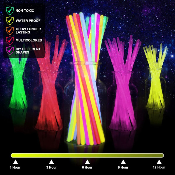 100-delt Glow Stick-sæt - Lav sjove Glowsticks, armbånd, halskæder, briller og bolde - Perfekt til fester, koncerter, fødselsdage