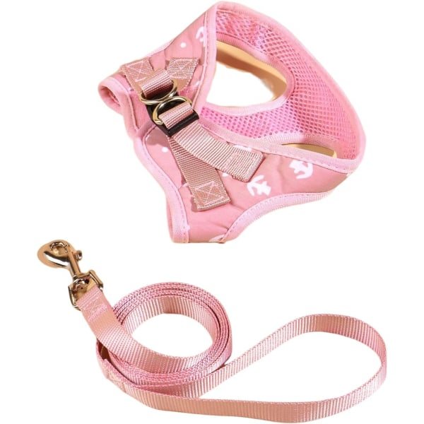 Söpö koiranvaljaat koiranliivi valjaat hihnalla Set Bell Bow Design Pentu Kissanvaljaat hihnasarja pienille keskikokoisille koirille Pinkki S
