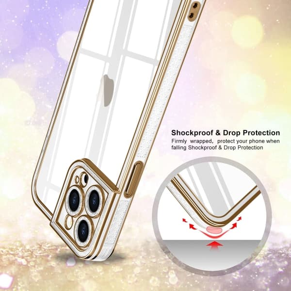CDQ Cover Kompatibel med iPhone 14 Pro Max Klar Sød, Guld