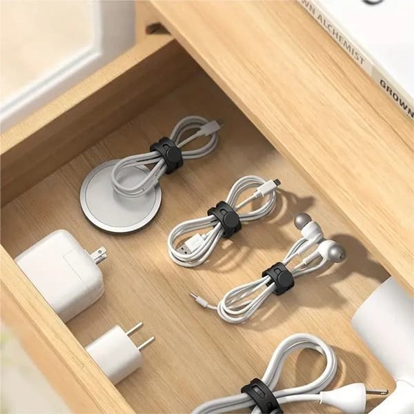 10 Pieces - Cable Clips - Wire Clip - Cable Organizer - Cable Winders - Kitchen Organizers - Cable Holder Management - Black