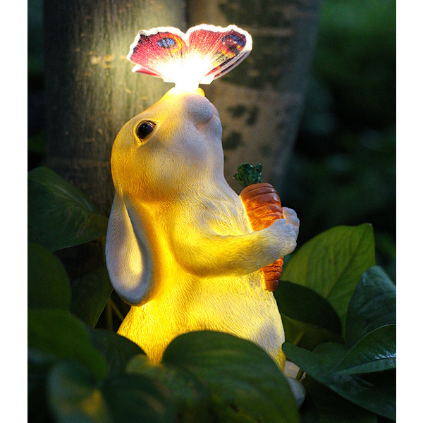 Solar Powered Resin Hare Lamp for Garden