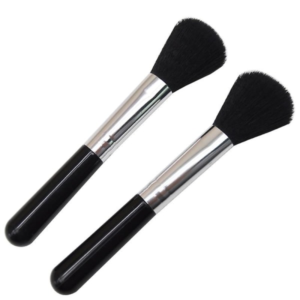 Blush Brush, Flat Top Brush Blender, perfekt för krämer, vätskor, concealers och pulver (2-pack, svart)