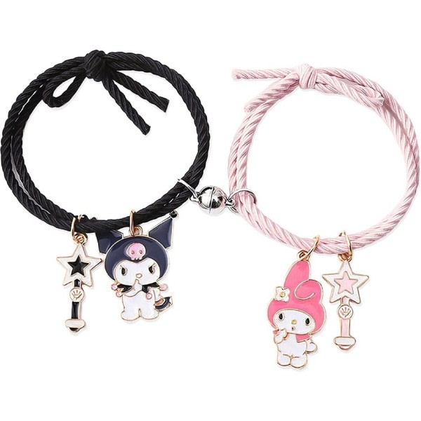 Ruostumattomasta teräksestä valmistettu Sanrio Kuromi My Melody Best Friend -magneettirannekoru zdq