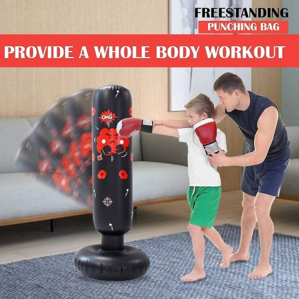 120 cm Heilwiy stansbolle, oppblåsbar boxningssäck for barn, Instant Rebound Fitness Punching