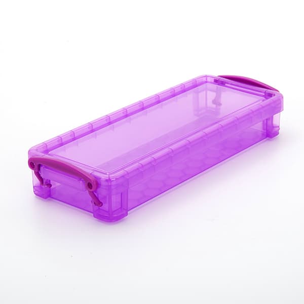 2 st Stapelbara Pennfodral Plastförvaringslåda med Vit Knapp_tfrf