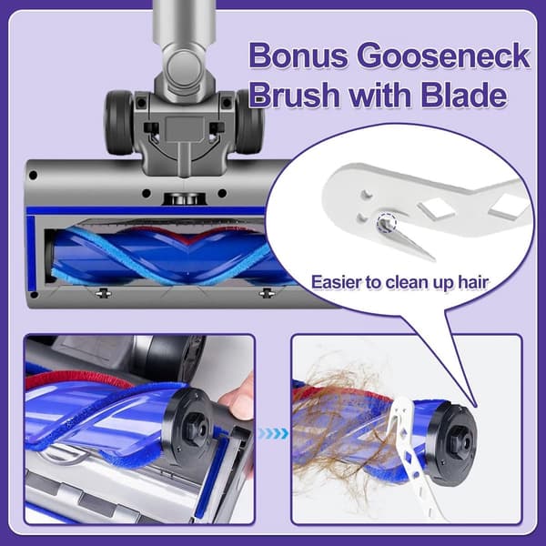 Erstatningsstøvsugerhode for Dyson V7/V8/V10/V11/V15/V8 Slim, LED V-formet børste, harde gulv og lavluvede tepper