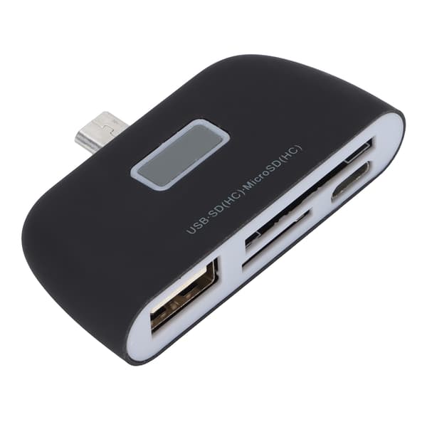 Mini Multifunksjonell 4 i 1 Smartleser OTG-kortleser med Micro USB-ladeport