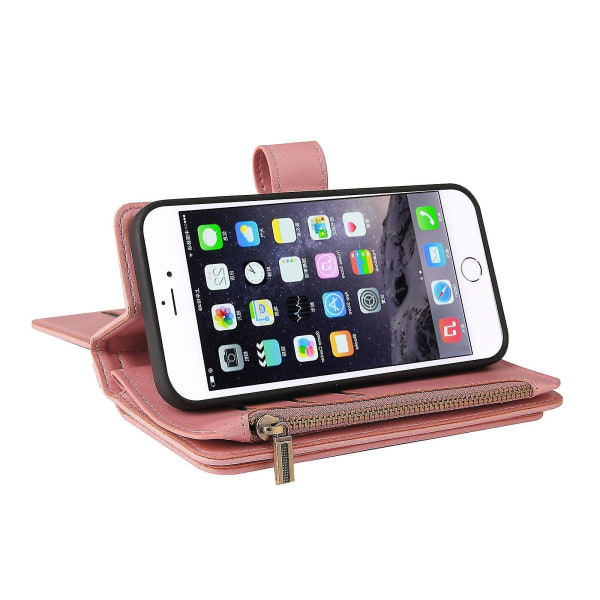 Kompatibel med Iphone 8/7/se 2020 etui Plånbok Flip-kortholdere Pu Läder Magnetisk beskyttelse Flip Cover - Rosa null ingen
