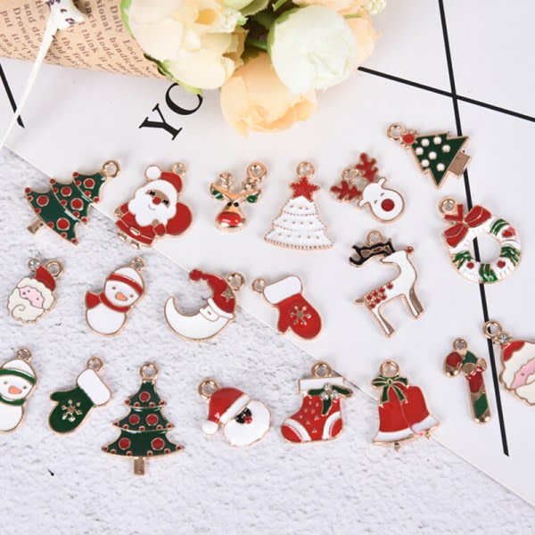 20 st emaljerade julberlocker i blandade färger, DIY-hängen, C, 20 st