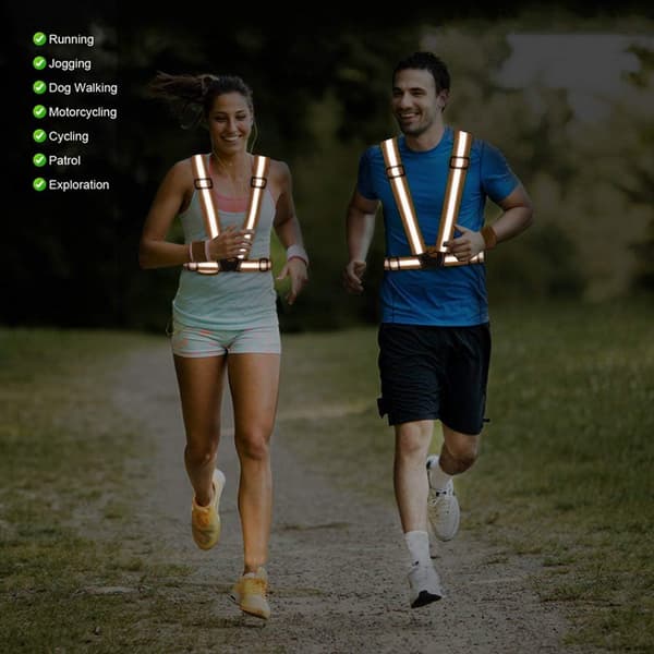 2-pack reflekterande säkerhetsvästar med hög synlighet, justerbar löparutrustning för cykling, jogging, promenader och nattträning, orange