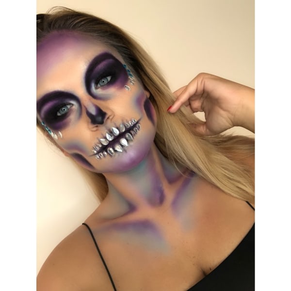 Halloween 1 bit Skull Makeup Party Face Gem-klistremerke