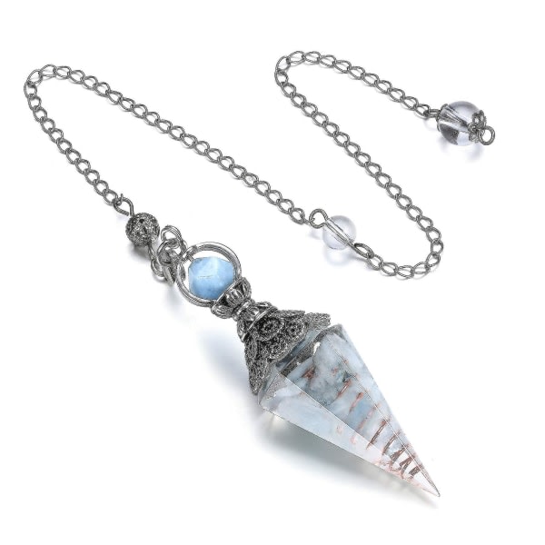 Chakra Crystal Pendel Sekskantet Reiki Healing Crystal Points Ädelsten Dowsing Pendel for spådom Scrying Wicca Aquamarine