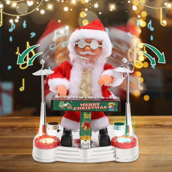 Elektrisk jultomte Musiklåda, Dans Sjungande jultomte Rock Tomte Animerad Piano Jultomte Juldekorationer Elektriska leksaker