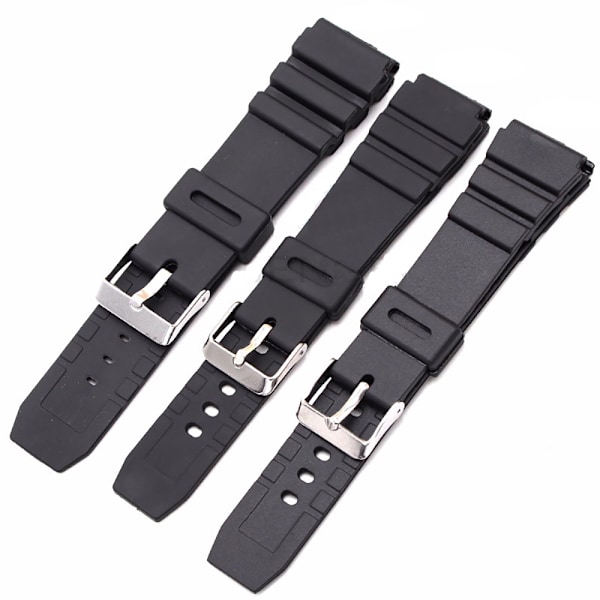 Stilrent Slitstarkt Gummi Klockarmband Svart Svart 20MM