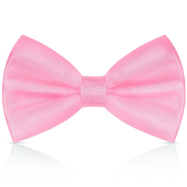 Herreflue, Klassisk Ensfarvet Forbundet Flue til Mænd, Satin Smokingflue, Justerbar Formel Halsflue til Fester, Bryllupper (Rosa) Pink