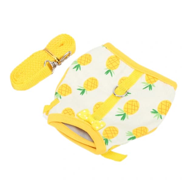Adjustable Guinea Pig Harness and Leash, Small Pet Clothes, Yellow Pineapple