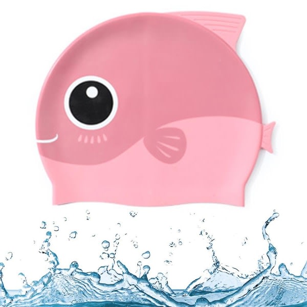 Cap Barn-1 förpackning Silikon Roliga badmössor för flickor och pojkar, badmössor för barn med tecknade hajar & minnows-design
