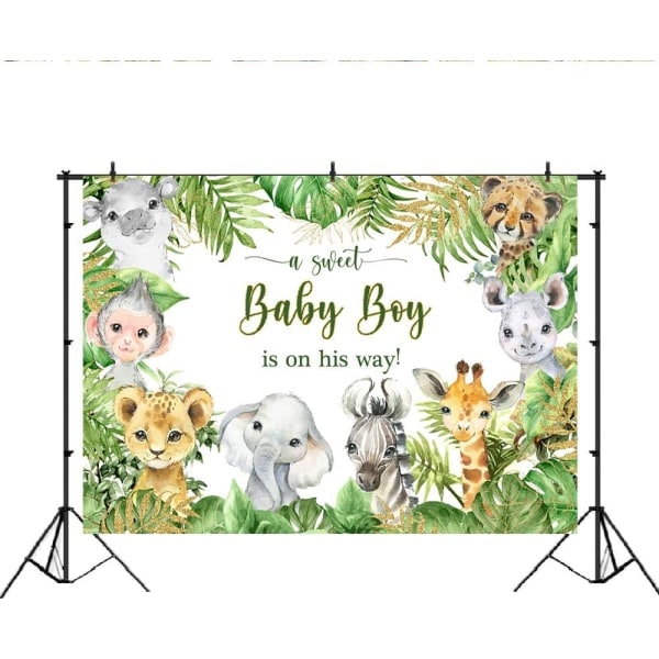Heyone Safari Baby Shower Bakgrund för Fotografi Djungel Djur Baby Shower Bakgrund Nyfödd baby 7x5ft