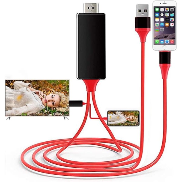 [apple Mfi-sertifioitu] Lightning-HDMI-kaapeliadapteri yhteensopiva iPhonen kanssa, 1080p digitaalinen synkronointinäyttöääniadapteri - Perfet Black