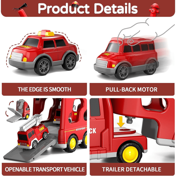 Polisbilsleksaker for småbarn 3 4 5 6 år gamle, 5 i 1 lastbil Power leksaksbil Julfödelsedagspresenter for 3-5 år gamle pojkar och flickor