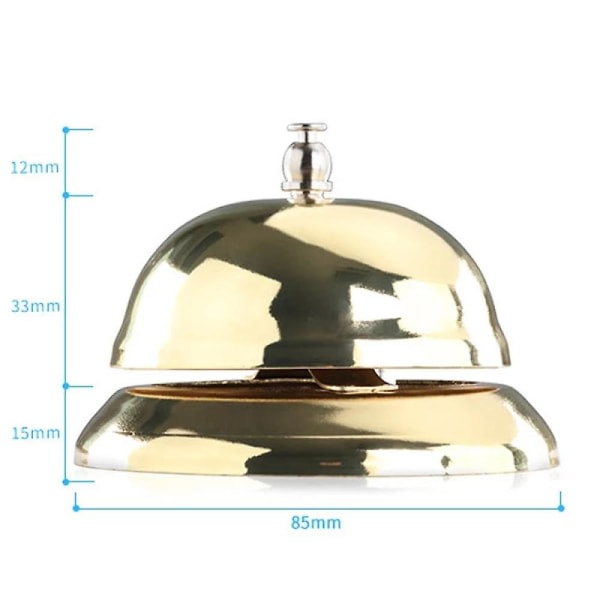 8,5 cm Gold Call Bell Sivbord Reception Restaurant Ring serviceklocka for hoteldisk