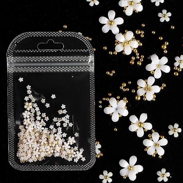 4 Förpackningar Med 800 St 3D Akryl Blomster Nagelberlocker Med Pärlor, Nagelkonst Tillbehör, Nagelkonst Material För Kvinnor Flickor