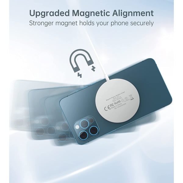 CDQ Magnetisk trådlös laddare 20W USB C-sovitin ja 5ft USB-C-kaapeli
