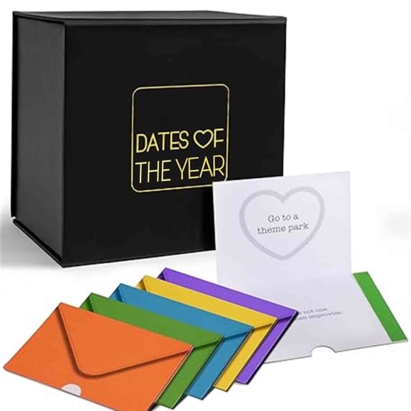 Et års dates: Surprise Edition - Valentinsdagsgave, en Date Night-boks med forseglede date-ideer, perfekt gave til papirbryllup