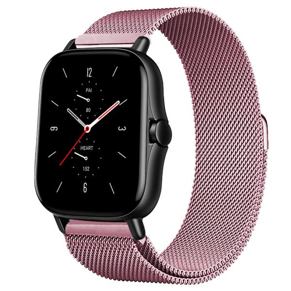 Magnetisk rem til Amazfit GTS/4/2/2e/GTS2 Mini/3/GTR 4/3/2/47mm 20mm 22mm metal mesh Smartwatch Mesh Amazfit Bip 5-rem Rose pink 20mm