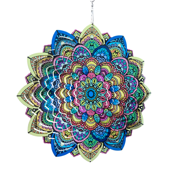 Mandala Hængende Vindspil Hjemindretning i Rustfrit Stål Balkon G Farverig 30*38cm
