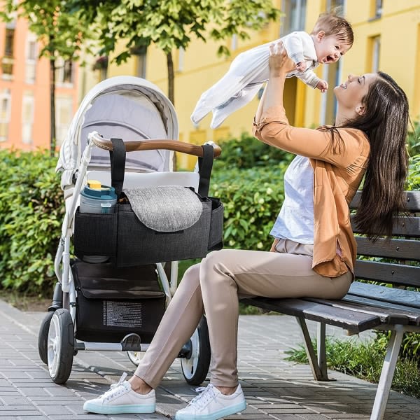 Baby oppbevaringsveske hengende veske utendørsaktiviteter Svart grå Svart grå