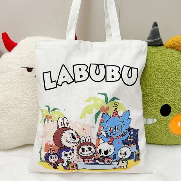 Labubu Kangaskassi Naisopiskelija Söpö Sarjakuva Ostoskassi Rento Olkalaukku The Monsters Ulkoilu Matkakäyttö YB13G(FMY) YB13G party BUBU YB13G party BUBU 35cm 40cm