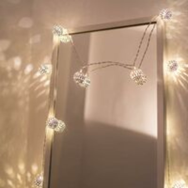 Ljuspöytä Led-valoketju, Marokkolainen Lamppu Pistokkeella, 20 Kultametallipalloa Kuvioilla, Hääjuhliin, Lomille, Jouluun, Sisätiloihin
