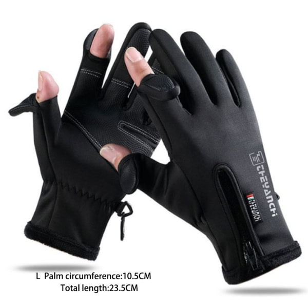 Vinterfiskehandskar 2 Finger Flip Vattent?t vindt?t Cyclin Black L