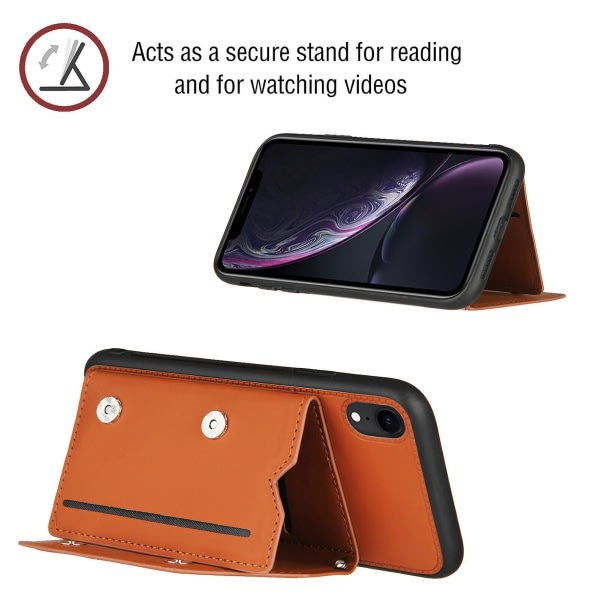 Fodral till iPhone Xr Vintage Läderfodral Bumper - Brun null none