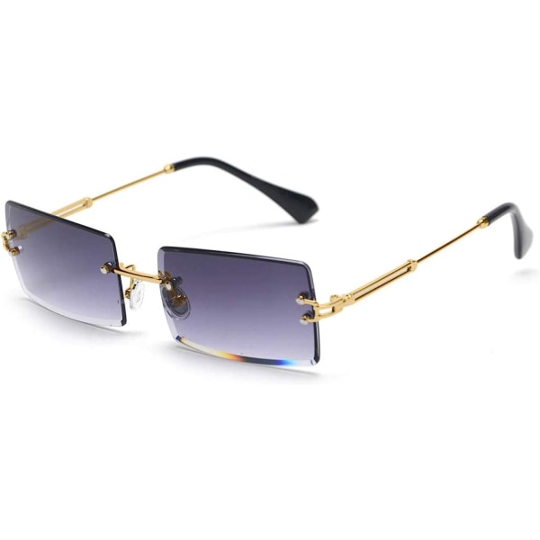CDQ Båglösa rektangelsolglasögon for kvinner/män Ultralätt metall