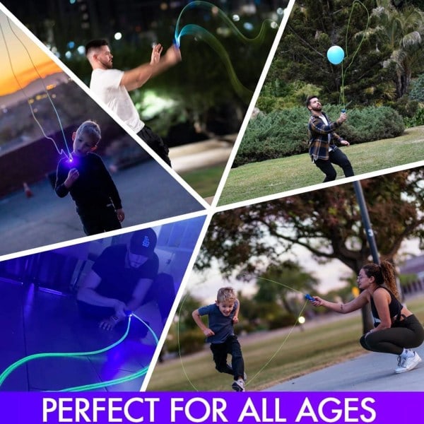 String Shooter USB Glødende i Mørket Lasso Legetøj, Indbygget UV Blacklight, Sikker Sjov Udvalgt String Rope Launcher Loop Fidget Blå Blå