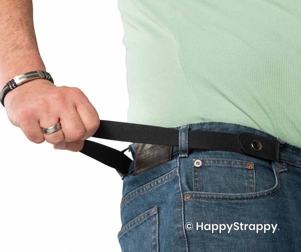 HappyStrappy Spenneløst Elastisk Belte for Kvinner og Menn, Usynlig Justerbart Stretch Midjebelte, Ingen Spennekomfort, Svart