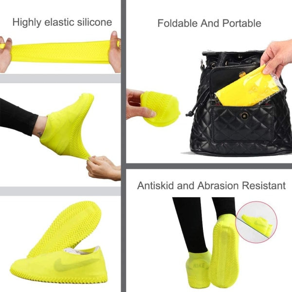 Vandtætte sko-overtræk, anti-slip vandtæt, sort, stor